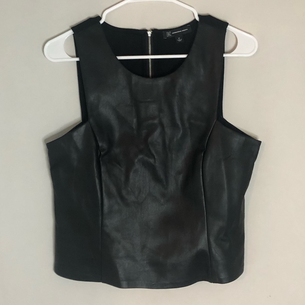 INC - Faux Leather Sleeveless Top